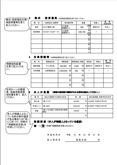 財産目録記入例